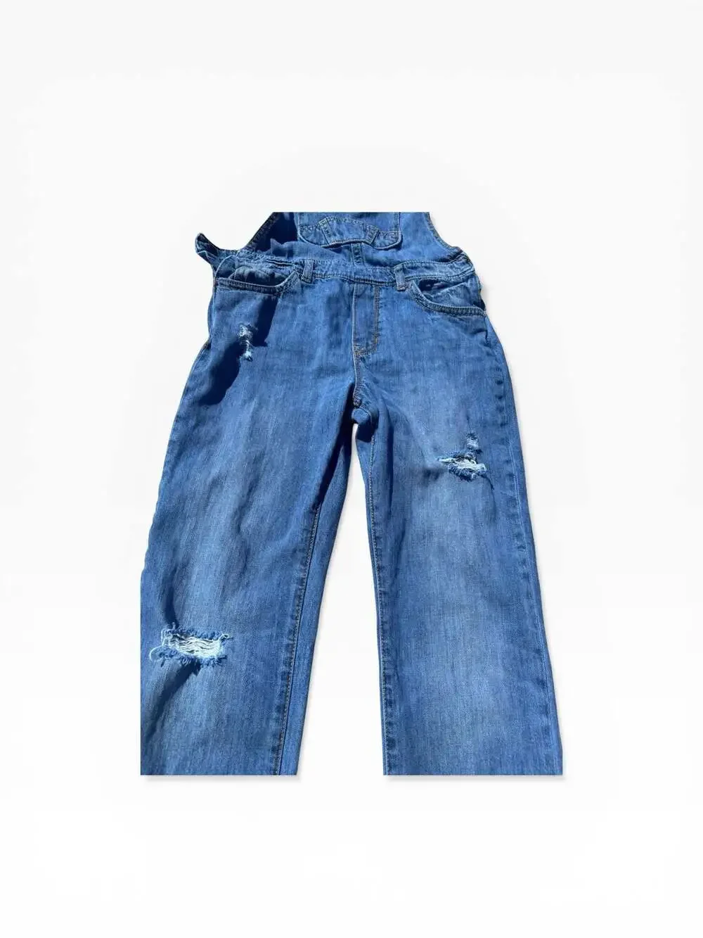 Denim Overalls Kids Medium Wash Blue Good Distressed Straight Leg‎
